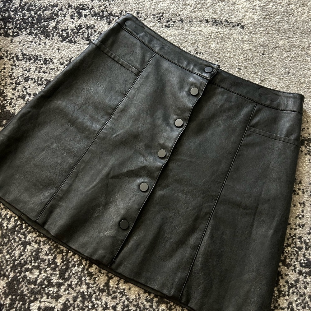 Divided Black Faux Leather Mini Skirt